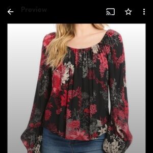 Karen Kane Women's Floral Blouse S- XL- Black and Red